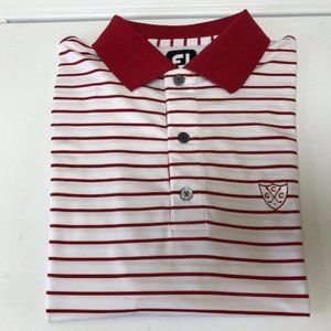 FootJoy Logoed Red Striped Size L Mens Golf Shirt